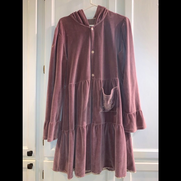 Angel Jackets & Blazers - Rose Crushed Velvet hoodie dress style button up